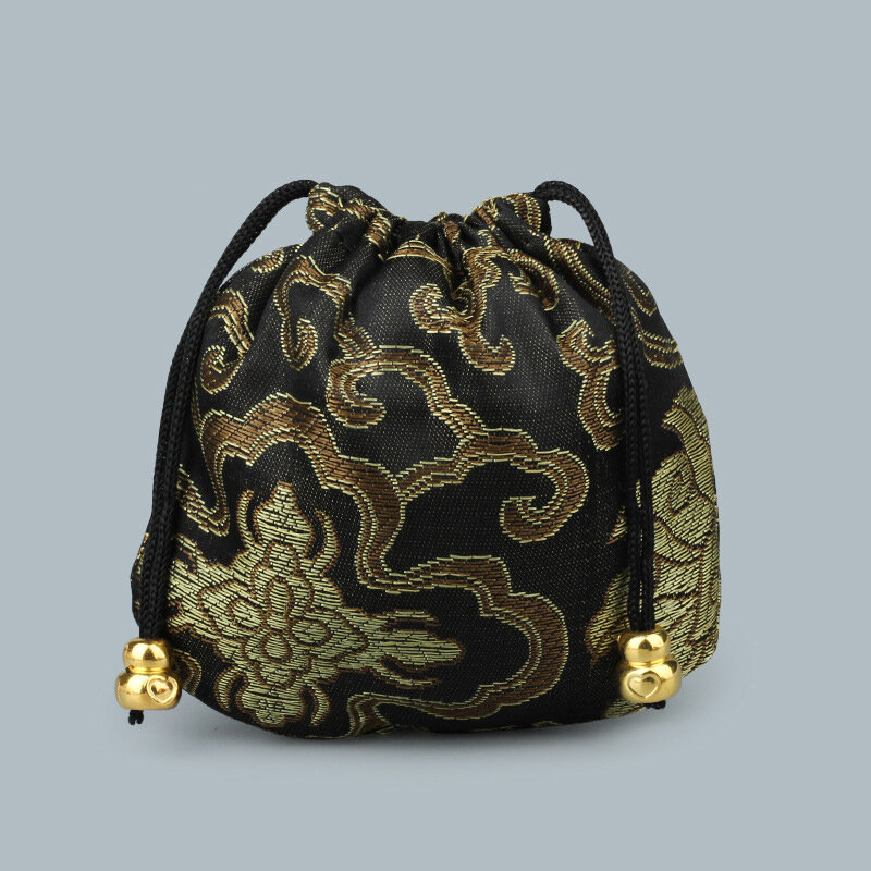 Custodia per collane con coulisse in tessuto di seta Mini pacchetto con coulisse organizzatore di gioielli multicolore cosmetico borsa per gioielli da donna cinese