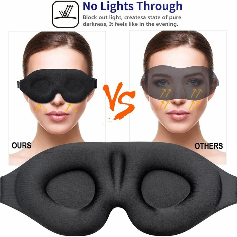 Máscara de ojos portátil 3D para dormir, sombreado suave, parche para los ojos, ayuda para relajarse, cubierta para los ojos, elasticidad ajustable, bloquea los parches para los ojos