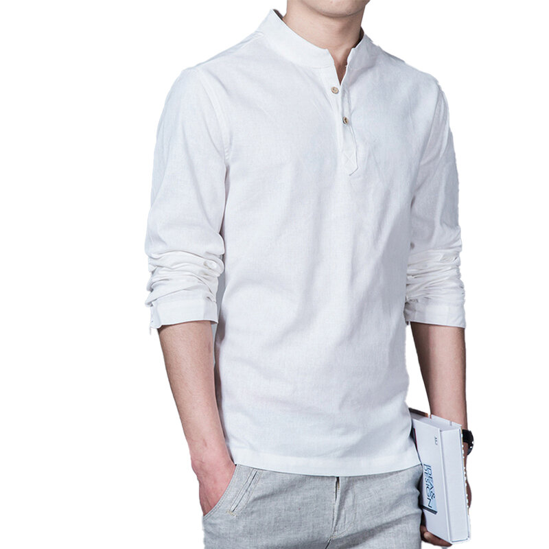 Camicia maschile camicia uomo Pullover in poliestere camicia regolare leggermente elasticizzata tinta unita primavera autunno T Shirt camicetta Tee