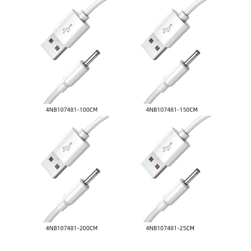 Multipurposed USB to 3.5x1.35mm 5V Charging Cord Power Adapters Cable Multiple Length for Table Lamp Cleanser