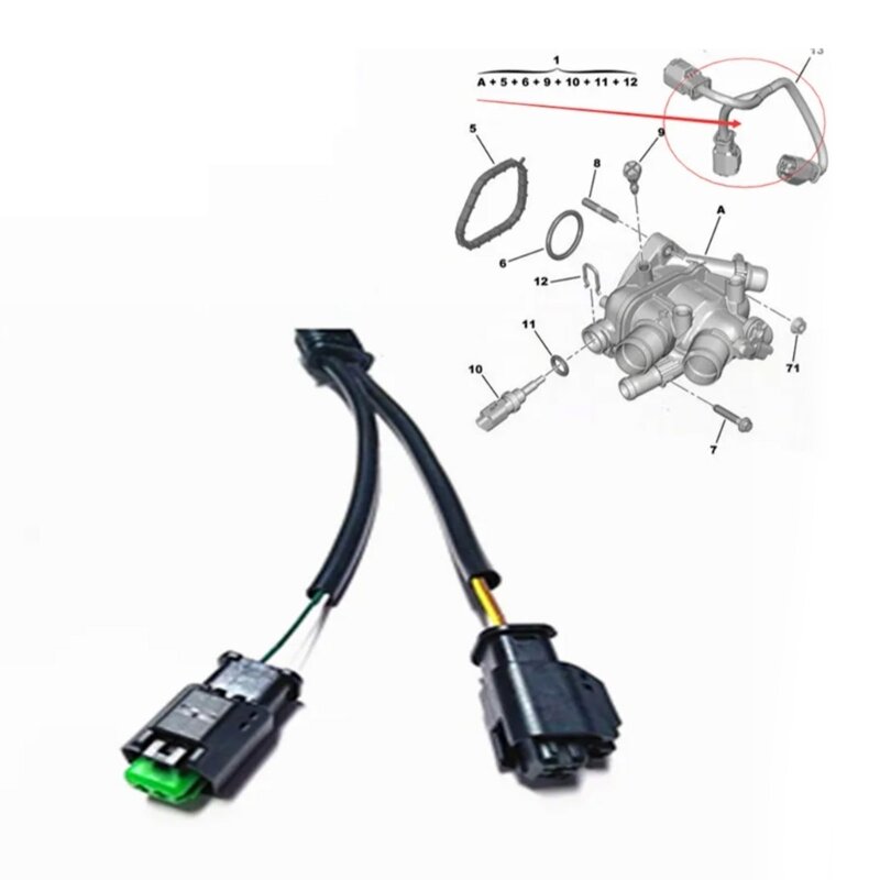 Connective Wiring Beam Lead Harness Thermostat Case Suitable for R56 R57 R58 R59 207 308 3008 4008 9804315380 1251764614
