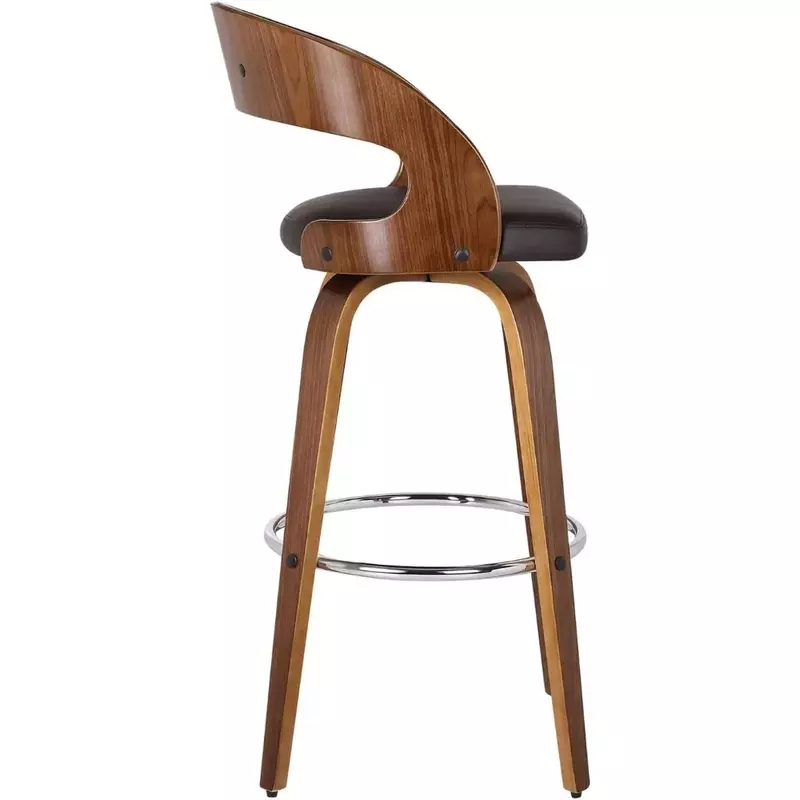 Kursi Bar, 26 "bangku Bar tinggi, kulit imitasi coklat dan penutup kayu kenari, kursi Bar