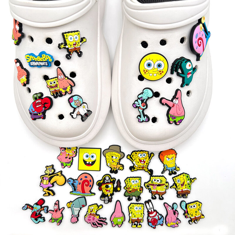 32pcs/set Anime SpongeBob Collection Shoe Charms for Crocs DIY Shoe Decorations Shoe Accessories Sandal Decorate for Kids Gifts