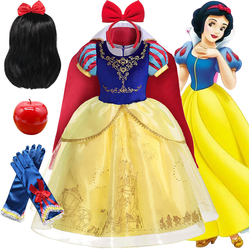 Disney Sneeuwwitte Cosplay Kostuums Meisjes Luxe Sneeuwwitte Jurk Schattige Prinsessenjurk Meisjes Verjaardagsfeestkleding 2-10 Jaar