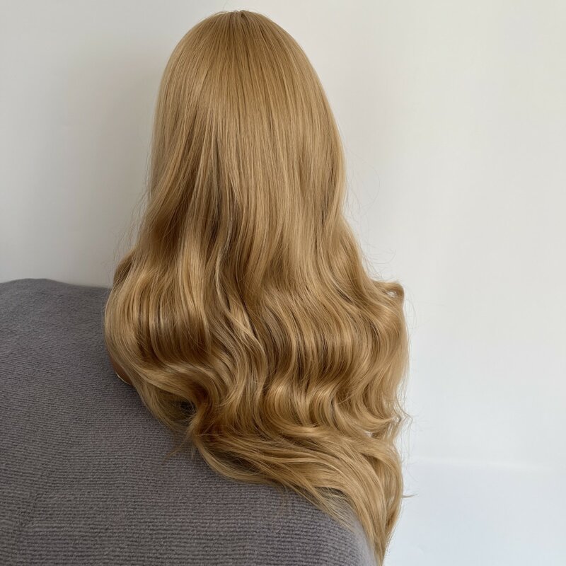 Peluca de cabello sintético resistente al calor para mujer, cabellera artificial largo, color rubio Natural, a la moda