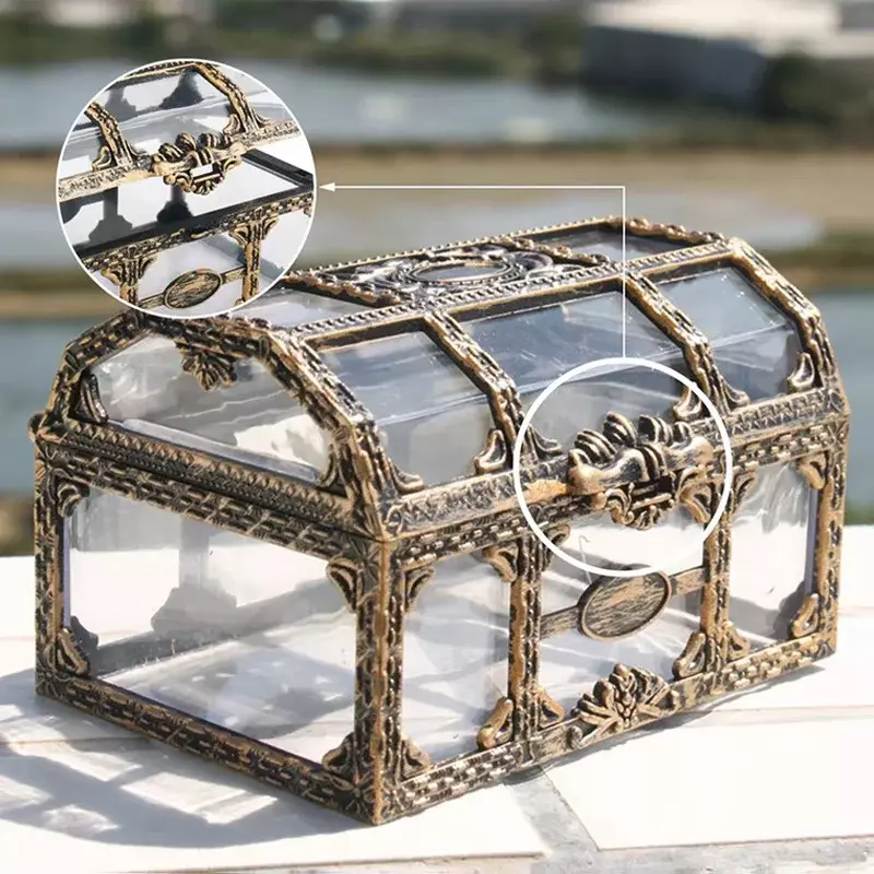 Kotak Penyimpanan Harta Karun Bajak Laut Transparan Anting-Anting Organizer Perhiasan Permata Kristal Perhiasan Perhiasan Wanita Tampilan Casing Perjalanan