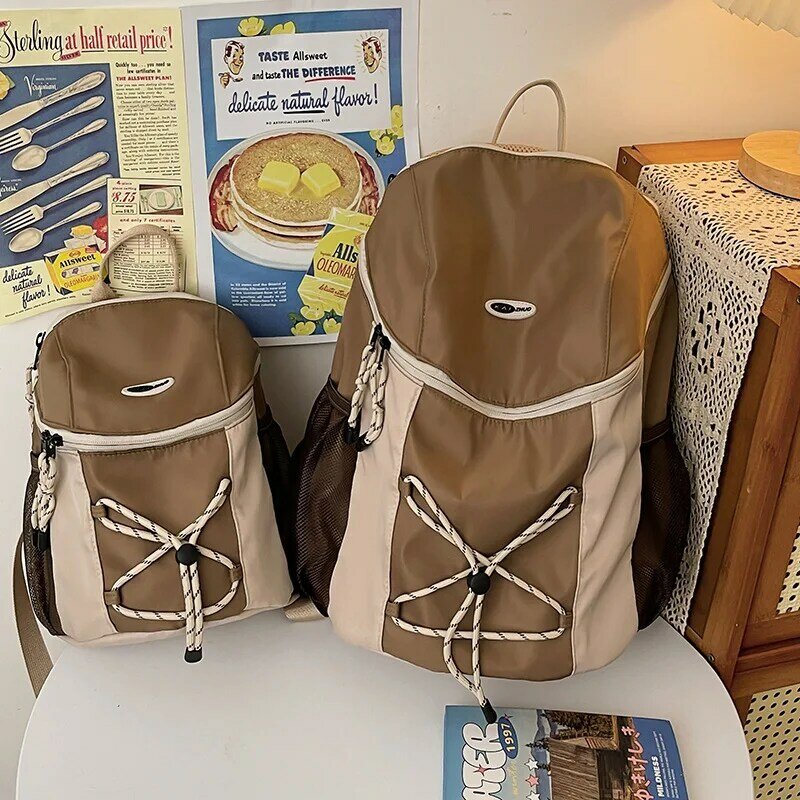 Простой повседневный нейлоновый рюкзак для альпинизма, модный рюкзак на шнурке через плечо, вместительный легкий дорожный рюкзак