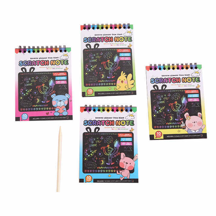 Papel artístico Montessori para rascar y pintar, Bloc de notas mágico para dibujo de arcoíris, juguetes de papelería para niños