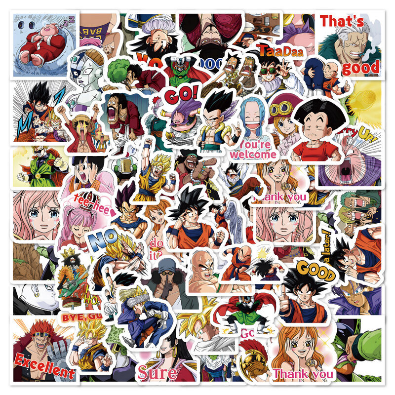 10/30/60/120Pcs Mix Anime Een Stuk Dragon Ball Cartoon Stickers Kids Speelgoed Laptop Plakboek Telefoon Koffer Decoratie Sticker