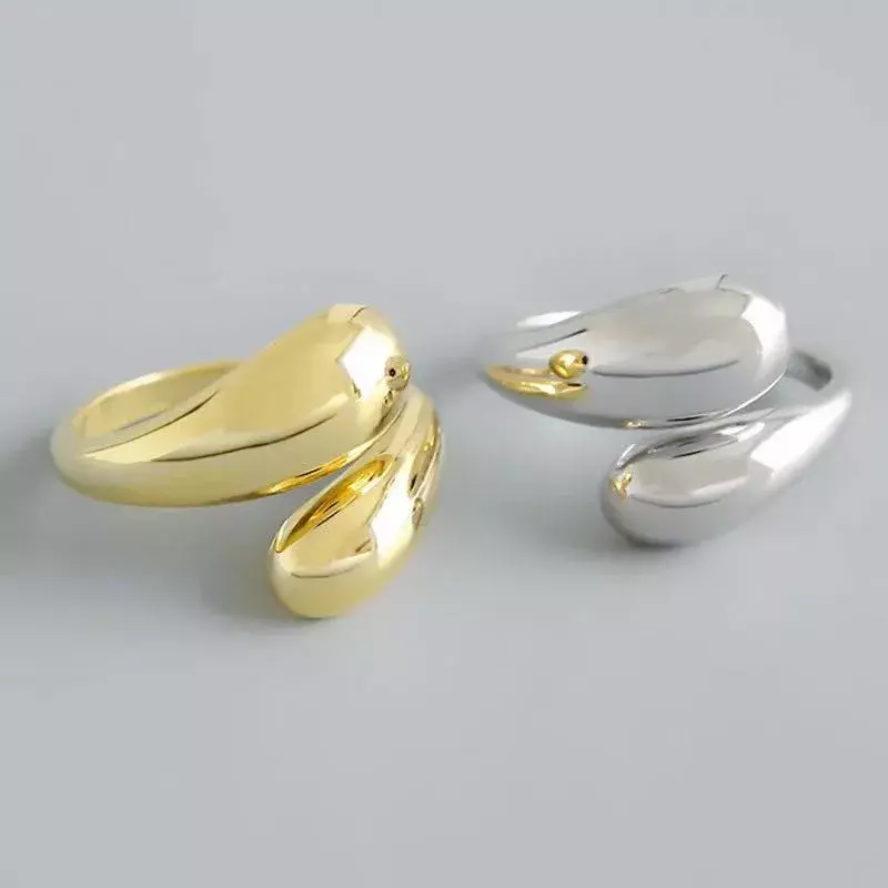 Glatte Doppel kugel Perlen Ringe für Frau offen Gold Farbe geometrische Hochzeits paar Ringe ästhetischen Schmuck Geschenk
