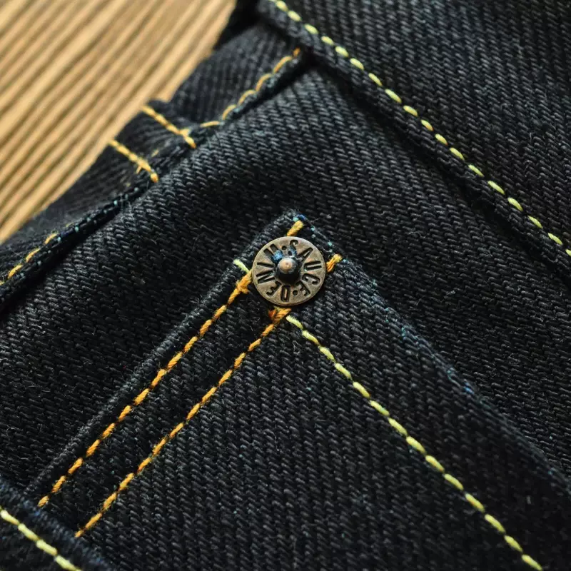 Saucezhan EX315XX-Forest Jeans für Männer Selvedge Raw Denim Jeans Herren Jeans Vintage-Jeans Männer Doppel Färbung Taper Fit 20,5 UNZEN