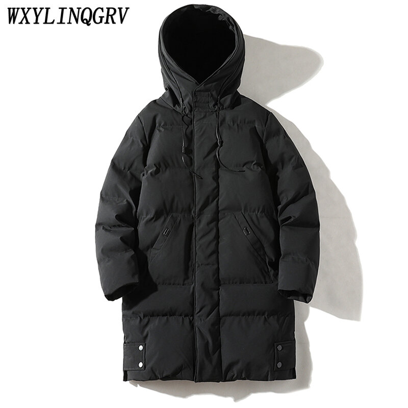 Парка мужская зимняя с капюшоном и большими карманами, Повседневная теплая свободная длинная куртка с защитой от ветра, модный пиджак