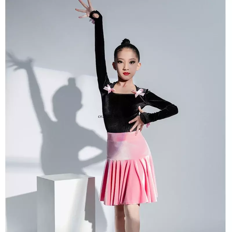 New Children's Latin Dance Suit Girls' Training Suit Summer Performance Competition Grading Dance Suit Set