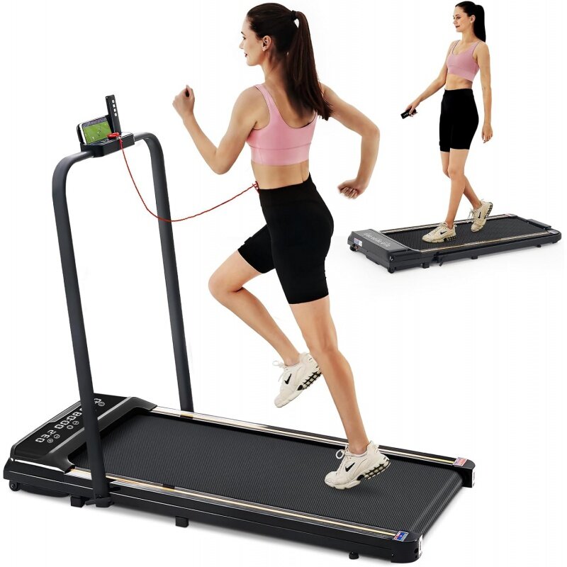 2 in 1 Folding Treadmill, 2.25HP Foldable Under Desk Walking Pad Treadmill with Remote Control LCD Display, Portable Jogging Tre