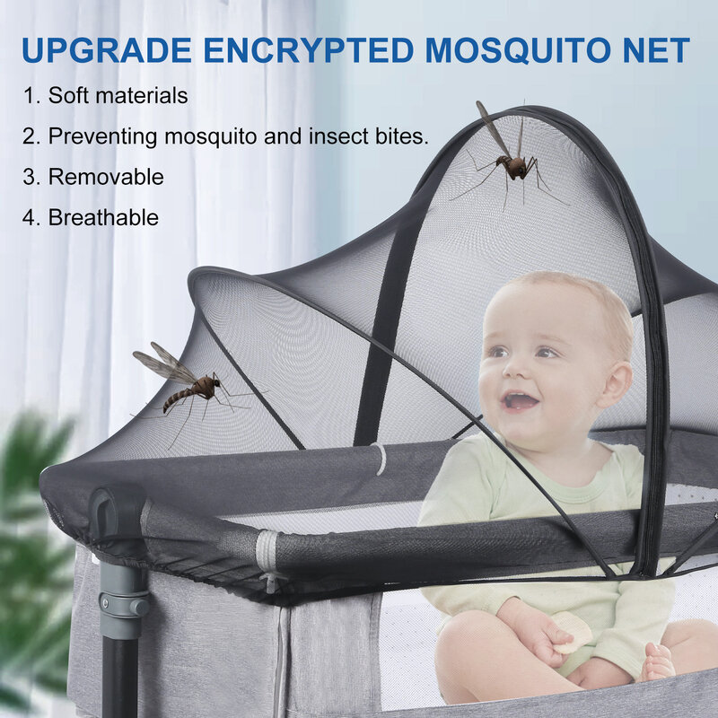 Zanzariera per lettino quattro stagioni universale neonato rimovibile portatile ventilato pieghevole protezioni per culla crittografate