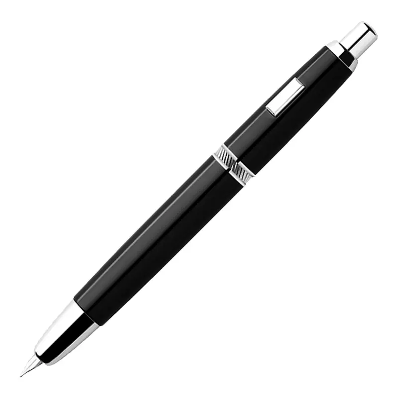MAJOHN A1 Pena Tinta Tekan Dapat Ditarik Ujung Pena Ekstra Halus 0.4Mm Pena Tinta Hitam Matte Logam dengan Konverter untuk Menulis