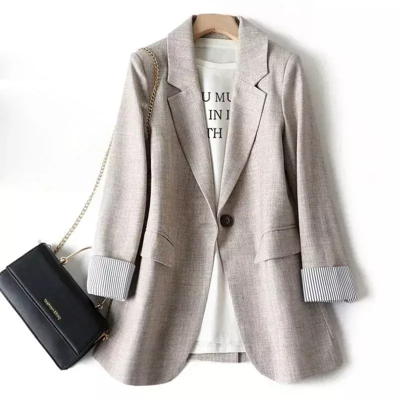 Ladies Long Sleeve Spring Casual Blazer 2024 New Fashion Business Plaid Suits Women Work Office Blazer Women Jackets Coats S-6XL