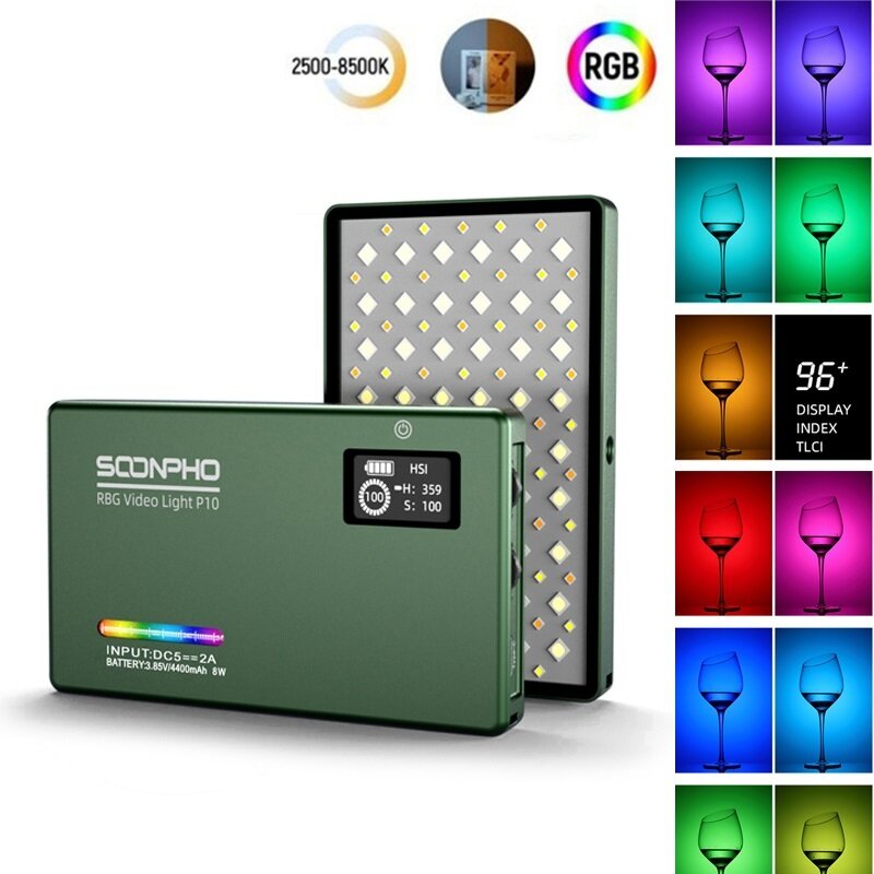 Новинка P10 светодиодный RGB видео светильник Professional CRI 97 фотографическое освещение 2500K-8500K двухцветная для фотостудии портативная лампа