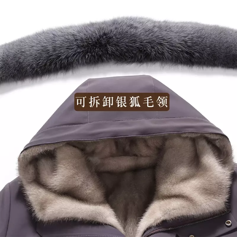 AYUNSUE New Winter Coat Men Clothing 2022 Warm Fur Parkas Mink Fur Liner Detachable Fur Coats and Jackets Fox Fur Collar SGG775