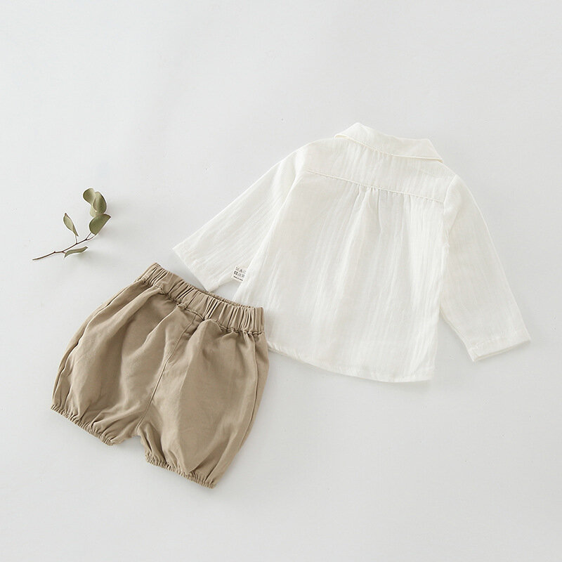 Blusa de manga comprida e shorts para bebê menino, conjuntos de roupas infantis para festa de casamento formal, roupas espanholas, criança, coreano, 2 peças