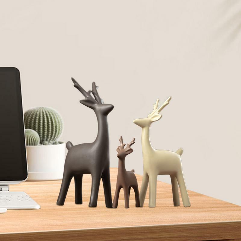 세라믹 가족 3 조각, 세라믹 현대 동물 입상, 예술 인형, 가족용 사랑스러운 가정 액세서리, 생활용 3 개