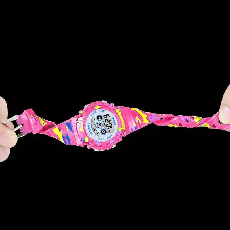 الملونة فلاش ساعة رقمية للبنين بنات التمويه LED مضيئة الاطفال الرياضة الساعات مقاوم للماء الأطفال الإلكترونية على مدار الساعة