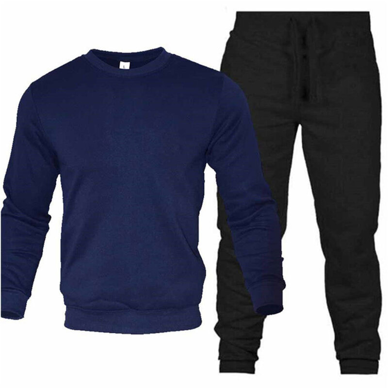 2 Pieces Sets Tracksuit Hooded Sweatshirt +Drawstring Pants Male Sport Hoodies Running Sportswear Men