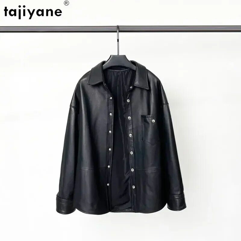Tajiyane-Veste en cuir véritable pour femme, manteau en peau de mouton véritable, vestes à boutonnage simple, mode coréenne, 2023