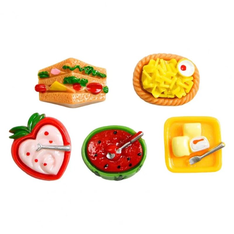 10Pcs Resin Charms Simulation Flat Back 3D Fries Sandwich Fruit Smoothie Decor Crafts Dessert Food Charms Phone Case Hairpin DIY