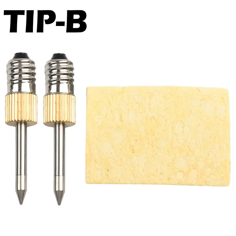 2 Pcs Soldering Iron Tip+1 Pc Sponge E10 Interface Welding Tips USB Soldering Tip Soldering Tools Set B C K Type