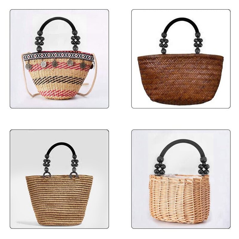 Confezione da 4 manici in legno da 19 pollici con perline di legno, manici per borsetta manico per borsa, sostituzione della maniglia