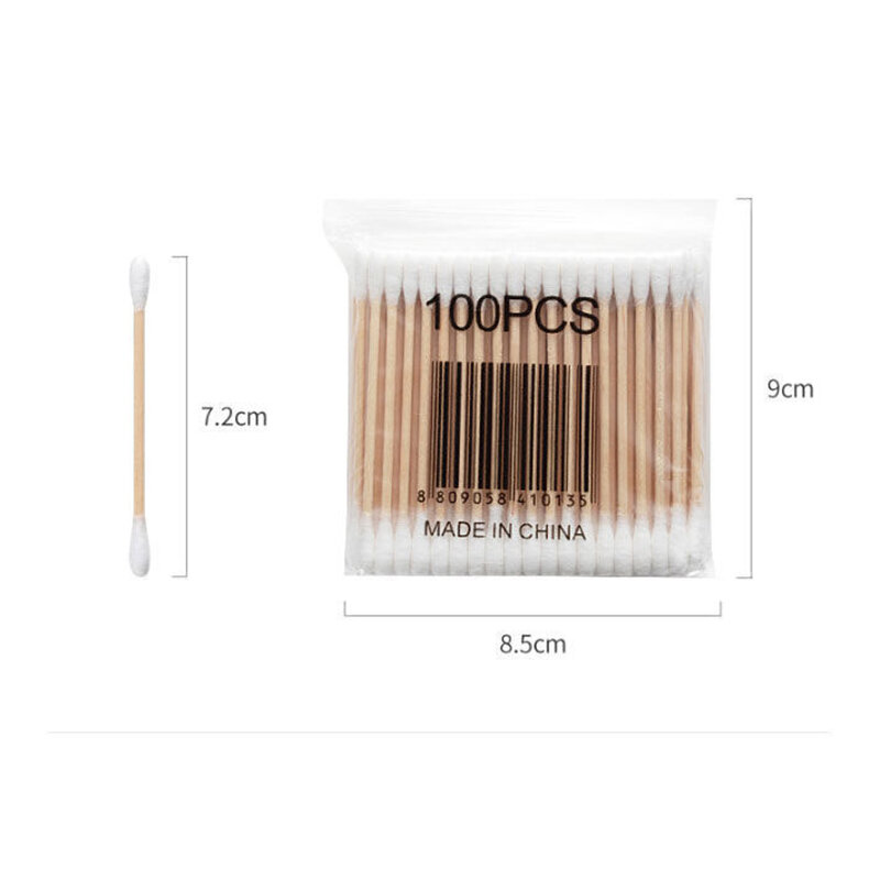 100pcs Bags Cotton Swabs Disposable Double-Headed Sanitary Cleaning Cotton Sticks Household Makeup Remover Ear Cotton Swabs