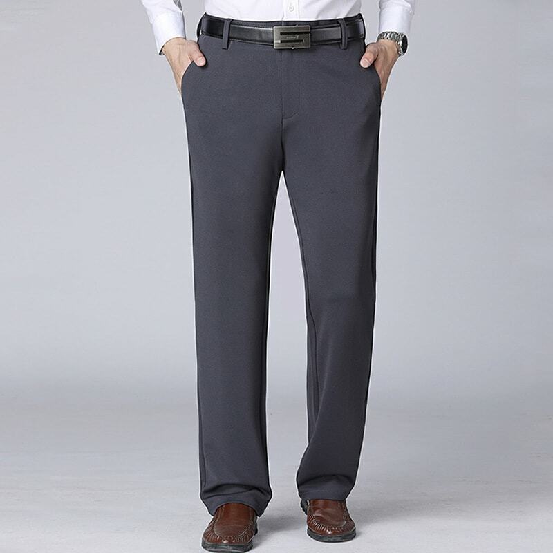 Calça de terno reto masculino, calça longa de trabalho formal, calça casual solta, elástico na cintura, tamanho grande 52