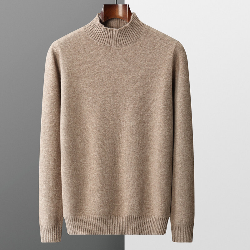 2022 Autumn Winter 100% Pure Wool Knitted Sweater Men's Bottoming Pullover Solid Color Thicken Man Clothes Loose Warm Jumper