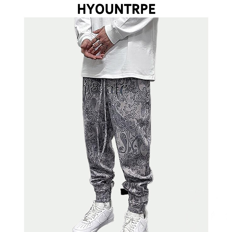 Pantalones de cintura elástica para hombre, ropa deportiva de estilo Hip Hop, con letras bordadas, a la moda