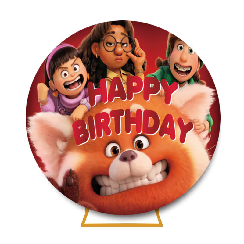 Пользовательский фон для фотосъемки с изображением диснеевских кругов красных поворотов украшение для дня рождения баннер красная панда круглые фоны для фотосъемки