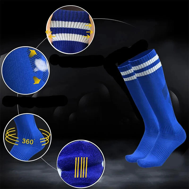 Носки футбольные компрессионные для мужчин и женщин, спортивные Нескользящие, против варикозного расширения вен, разных цветов, в полоску, черные белые