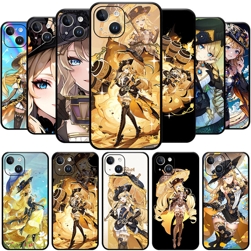 Navia Genshin Impact Geo Phone Case, Personagem bonito, 5 Estrelas, Qualidade, iPhone 15, 14, 13, 12, 11 Pro Max, Mini, XS Max, SE3, 2, 7, 8 Mais