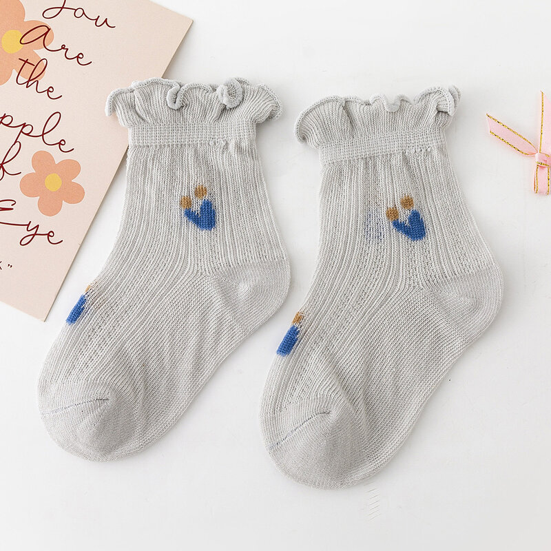 Calzini con volant per neonate per bambini calzini in morbido cotone calzini traspiranti estivi in rete sottile per neonati