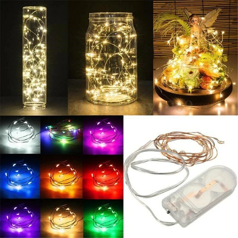 Guirnalda LED de alambre de cobre para Navidad, luces de hadas impermeables de 2M/5M, decoración navideña para año nuevo/Navidad