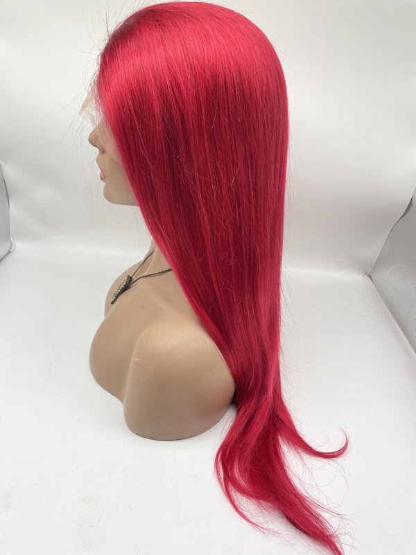 N.WATT-Perruque Bob Lace Front Wig lisse naturelle, cheveux courts, rouge, 13x4, 20 pouces, densité 180%, pour femmes