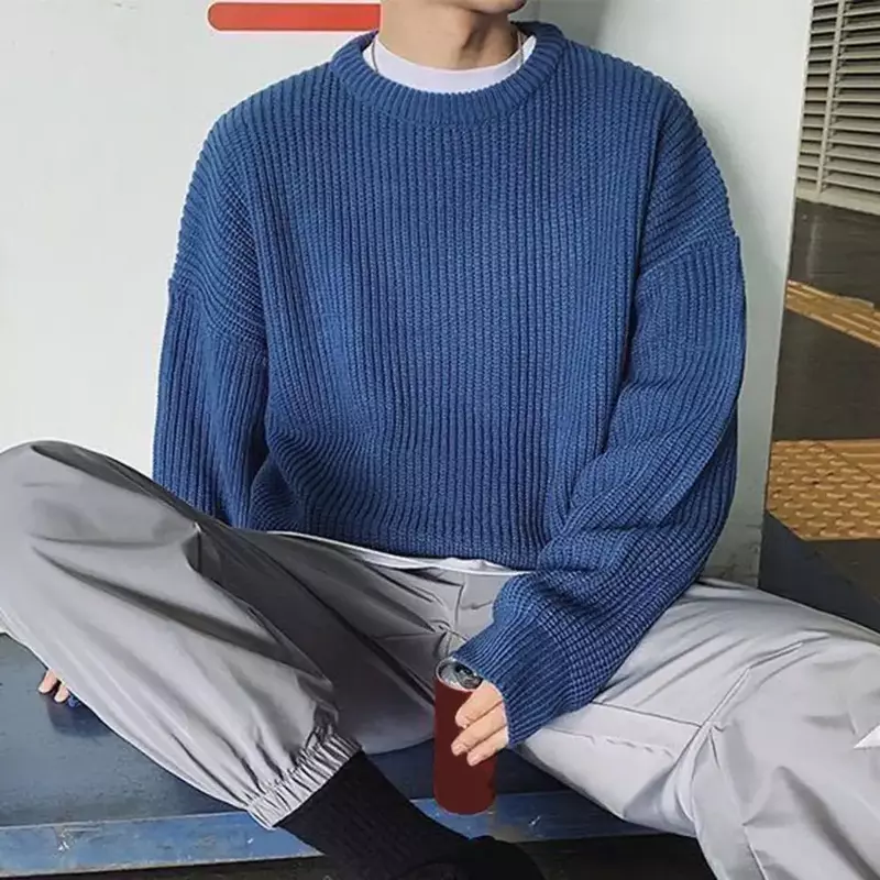 Autunno inverno maglione uomo Pullover maglione lavorato a maglia sciolto stile coreano tendenza maglioni verdi maglione Hip Hop Streetwear maglieria
