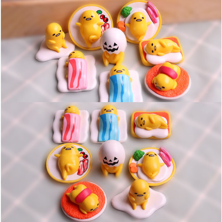 Oeufs paresseux jaune d'anime japonais, jouet mignon Kawai, boîte ennemi au beurre, cadeaux pour enfants, décoration de table, figurines Gashapon, Gudetamas