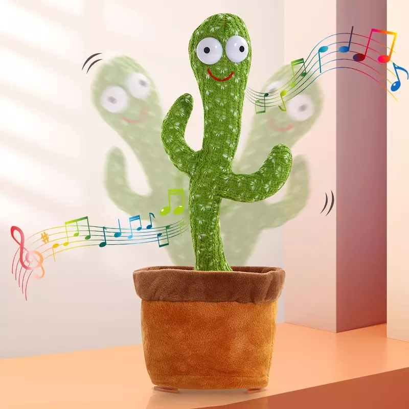 Juguetes de peluche electrónicos, Cactus bailarín, habla repetida, canto, baile alimentado por USB, Educación Temprana, interactivo, regalo divertido