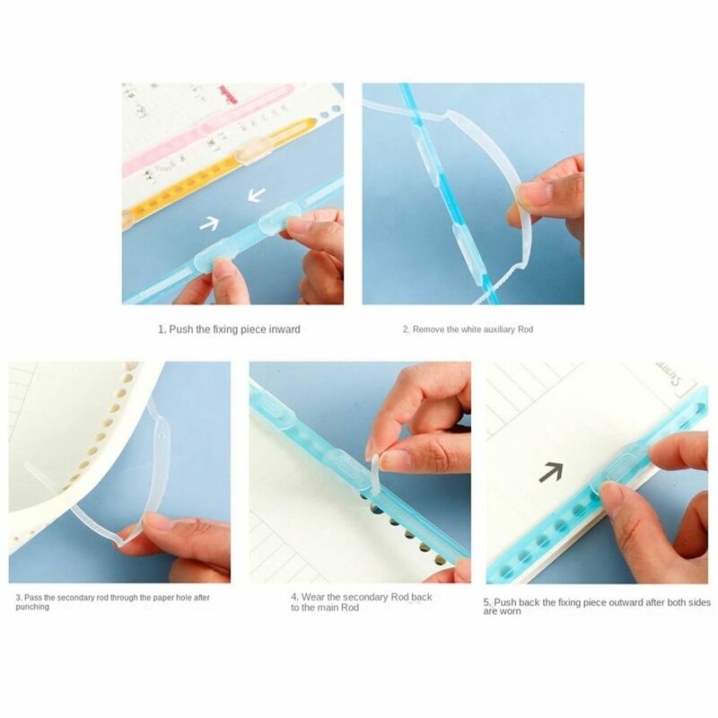 10 buah transparan klip pengikat Strip DIY baru 2 lubang Loose-leaf klip plastik multifungsi Folder klip File