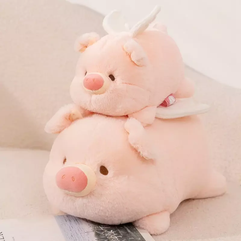 Adorabile angelo maiale peluche bambola sdraiato Piggy peluche Anime animale peluche abbraccio cuscino decorazione della stanza bambini bambino regalo di compleanno di natale