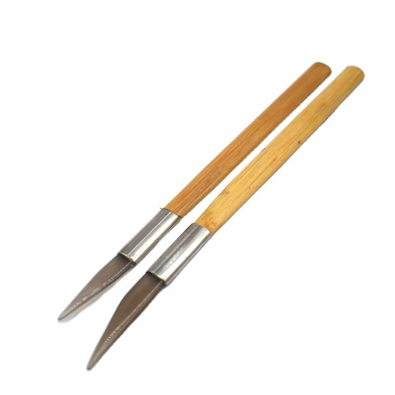 2pcs Agate Burnisher Polishing Knife Edge With Bamboo Handle Jewelry Tool