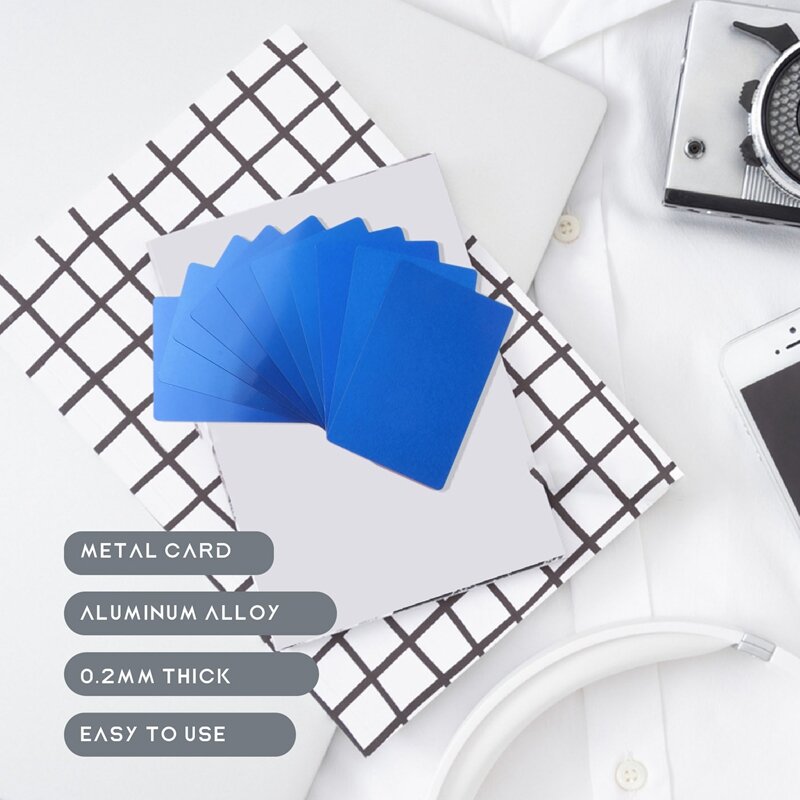 100 قطعة مختلط اللون سبائك الألومنيوم بطاقة النقش المعادن زيارة الأعمال بطاقة الأعمال فارغة 0.2 مللي متر سميكة