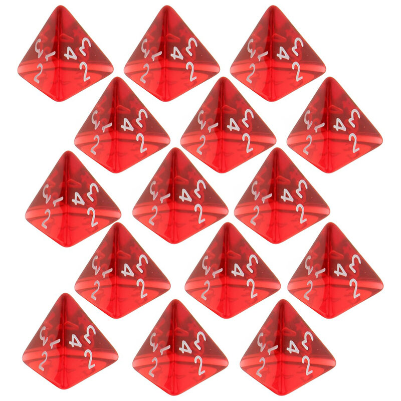 حزمة 15 جوهرة متعددة الجوانب النردات نرد متعدد الأوجه مجموعة D4 D & D TRPG لعبة النرد الأحمر مجموعة للنرد كأس لعبة الأكريليك الملون