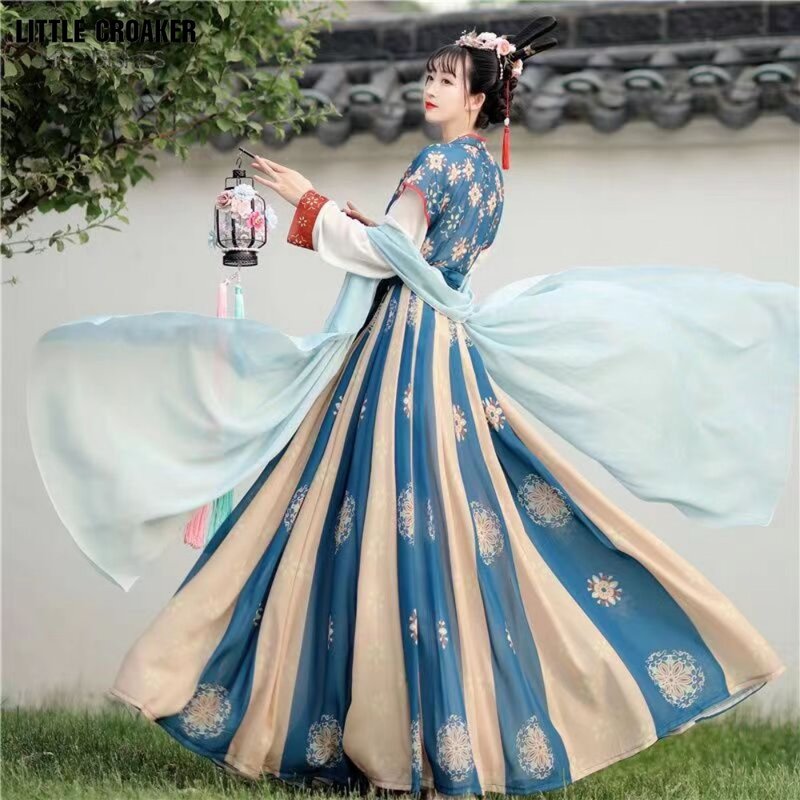 Danza folclórica ชุดเต้นรำสำหรับผู้หญิงเสื้อผ้าบนเวทีชุดโบราณจีน